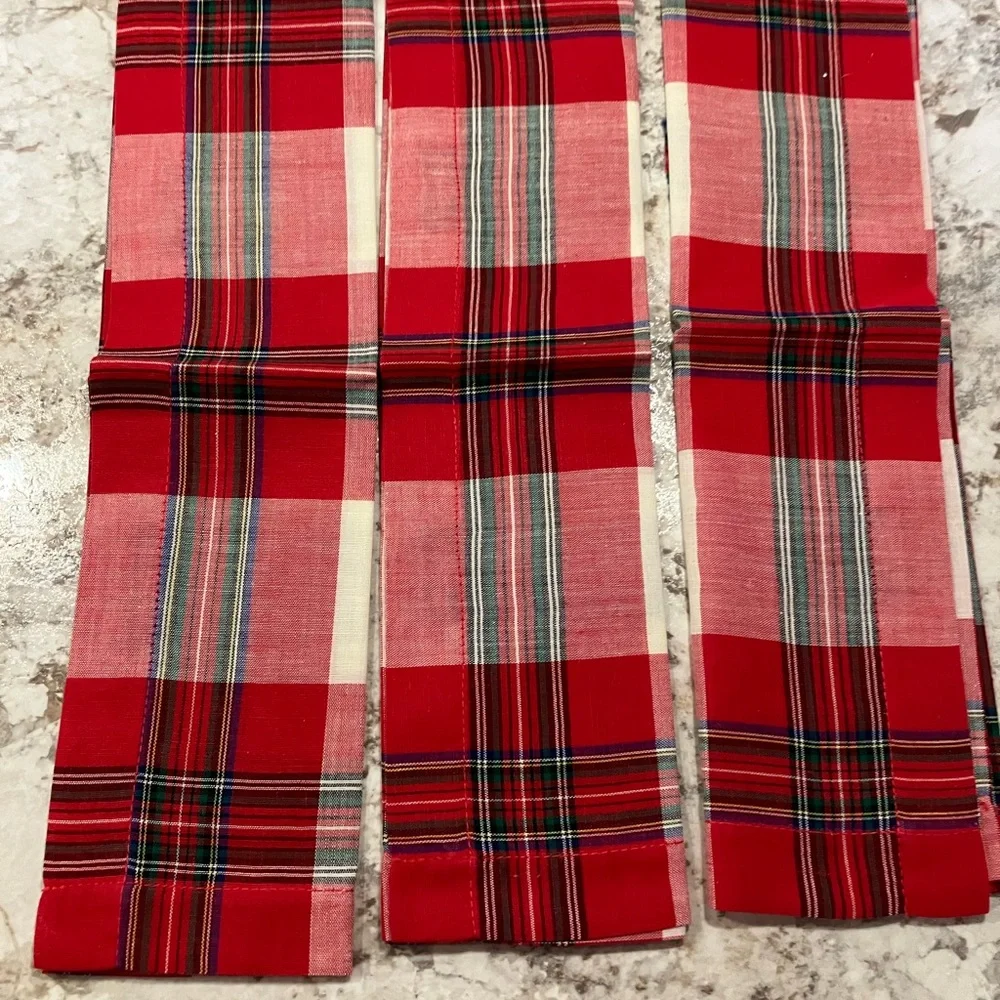 SCOTTISH TARTAN PLAID NAPKINS SET OF 3  RED WHITE GREEN BLUE SQUARE PATCH 12x12